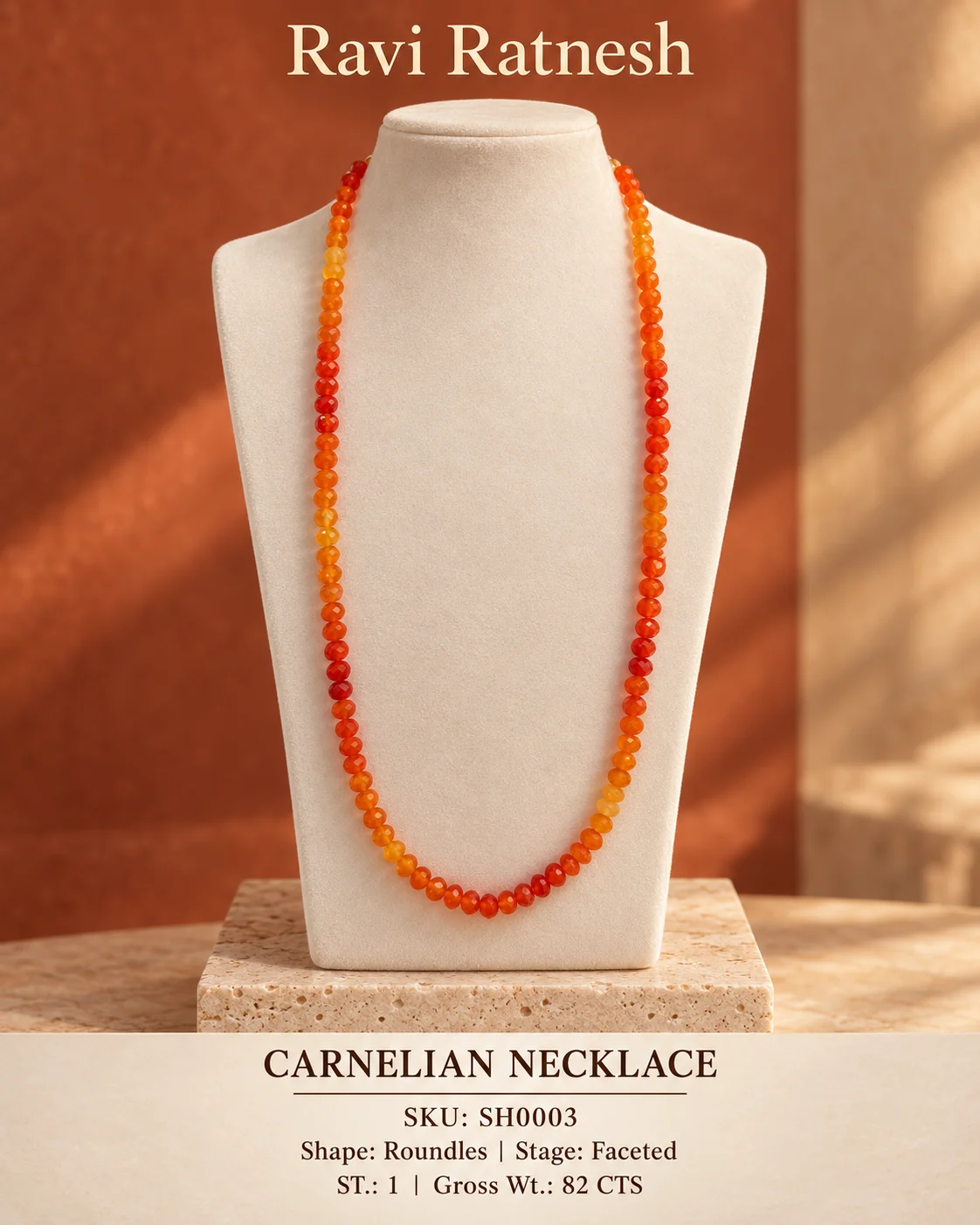 Carnelian Single Hook Necklace