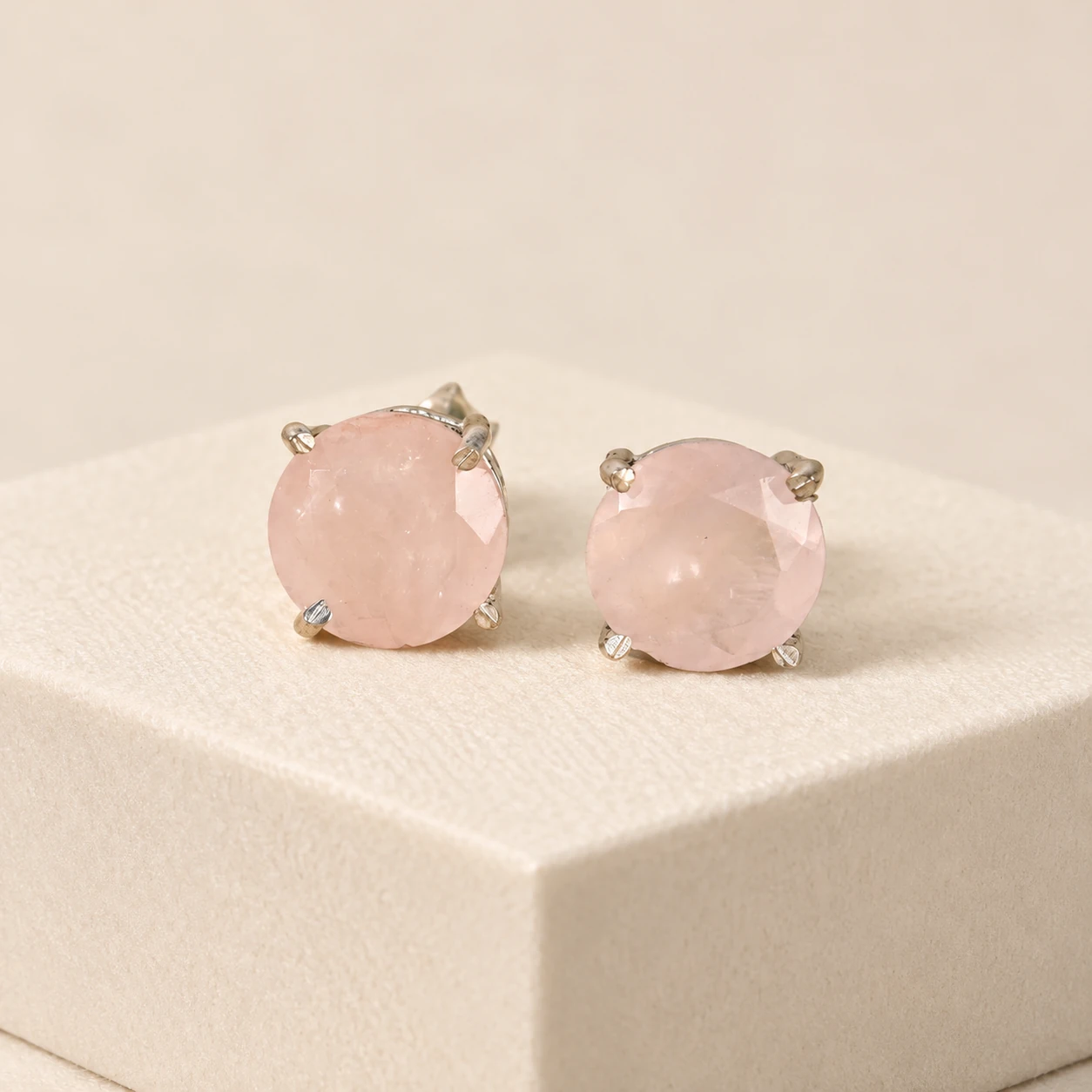 Ravi Gallery Home Rose Quartz Earrings — studio display