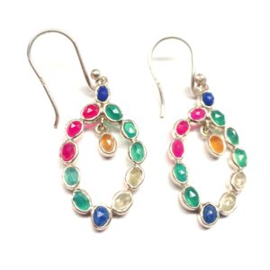 Multi Stone Sterling Silver Earrings - Ravi Ratnesh