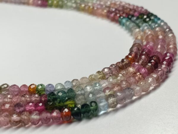 Multi Color Tourmaline Smooth Roundel Beads 3.50-4.00mm - Ravi Ratnesh