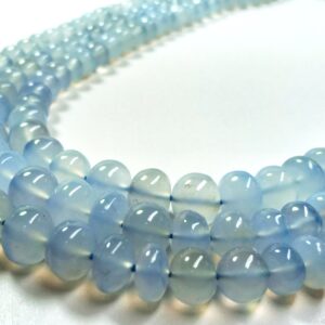 Blue Chalcedony Roundels Smooth (5-8.5mm) - Ravi Ratnesh