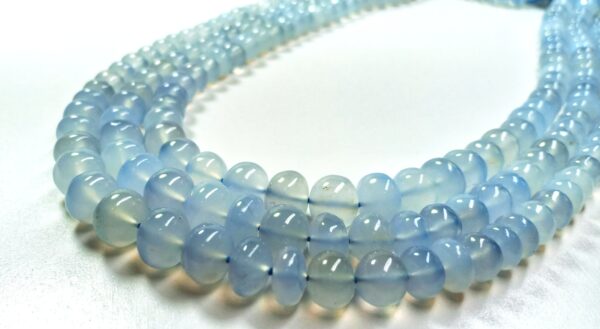 Blue Chalcedony Roundels Smooth (5-8.5mm) - Ravi Ratnesh