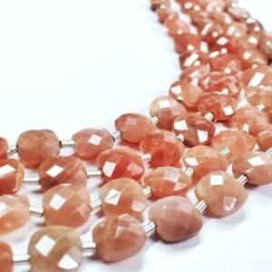 Peach Moonstone Checker Faceted (7-8mm) - Ravi Ratnesh