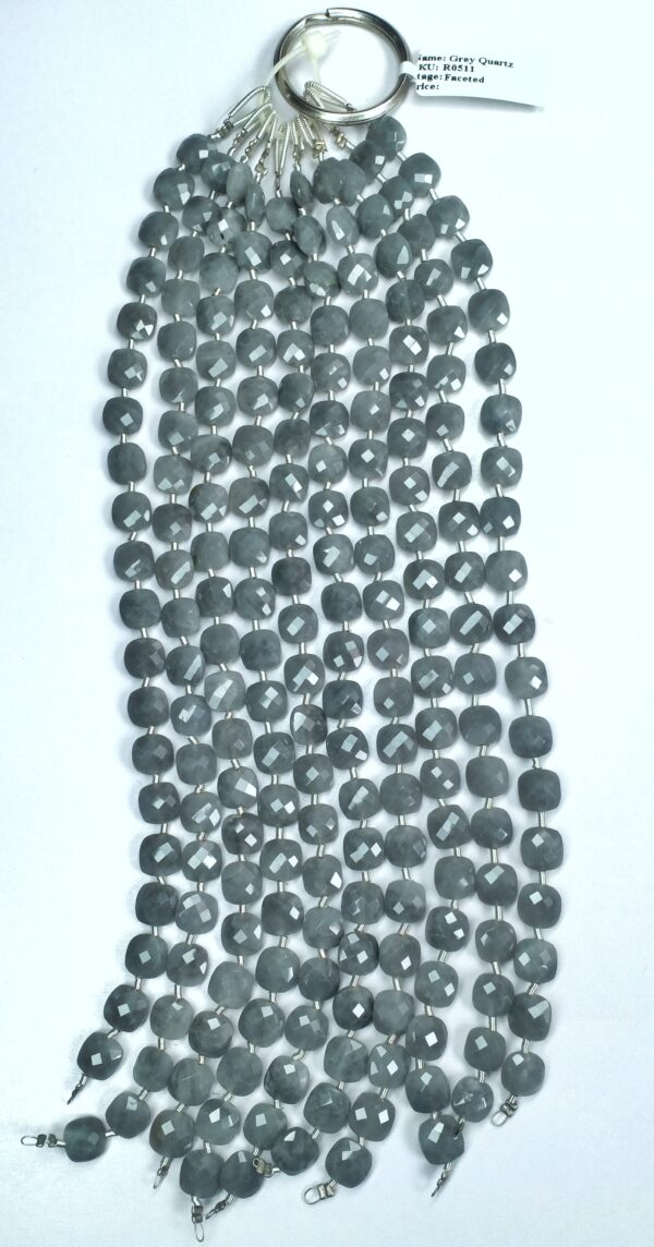 Grey Quartz Checker Faceted (8-8.5mm) - Ravi Ratnesh