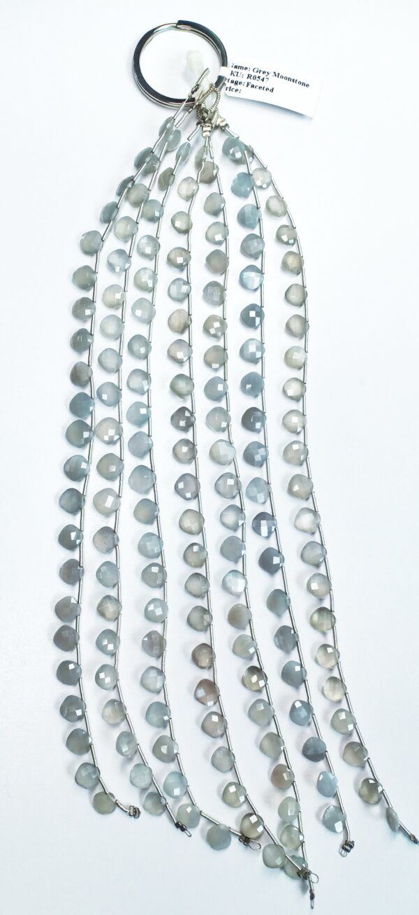 Grey Moonstone Checker Faceted (6-7mm) - Ravi Ratnesh