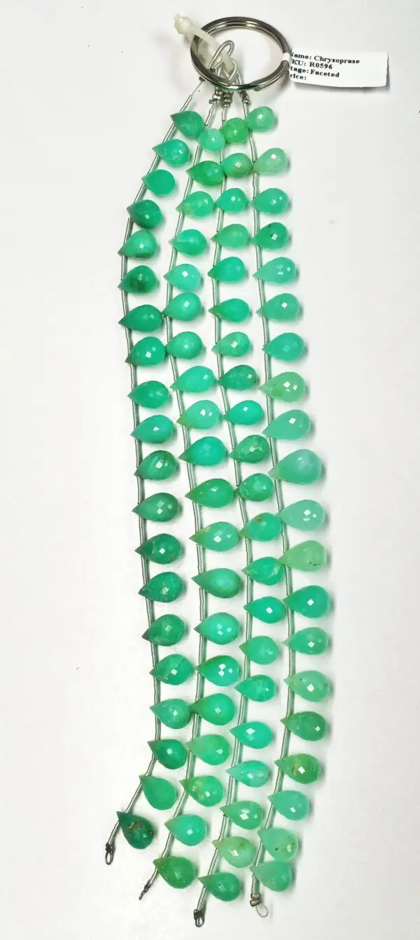 Chrysoprase Drops Faceted (7x11-9.5x15mm) - Ravi Ratnesh