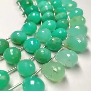 Chrysoprase Drops Faceted (7x11-9.5x15mm) - Ravi Ratnesh