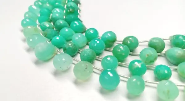 Chrysoprase Drops Faceted (7x11-9.5x15mm) - Ravi Ratnesh