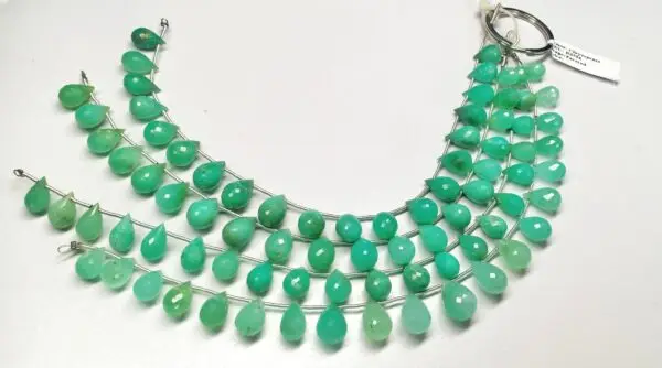 Chrysoprase Drops Faceted (7x11-9.5x15mm) - Ravi Ratnesh