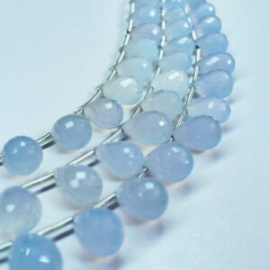 Blue Chalcedony Drops Faceted (5x9-6.5x12mm) - Ravi Ratnesh