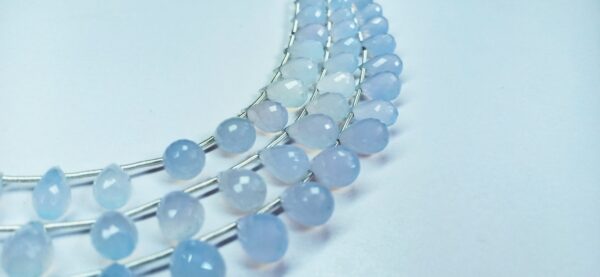 Blue Chalcedony Drops Faceted (5x9-6.5x12mm) - Ravi Ratnesh