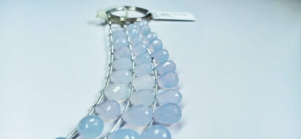 Blue Chalcedony Drops Faceted (5x9-6.5x12mm) - Ravi Ratnesh