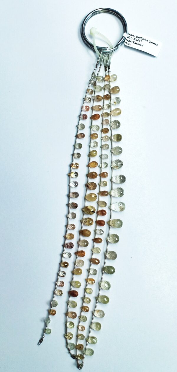 Rutilated Quartz Drops Faceted (3.5x5.5-7.5x12.5mm) - Ravi Ratnesh