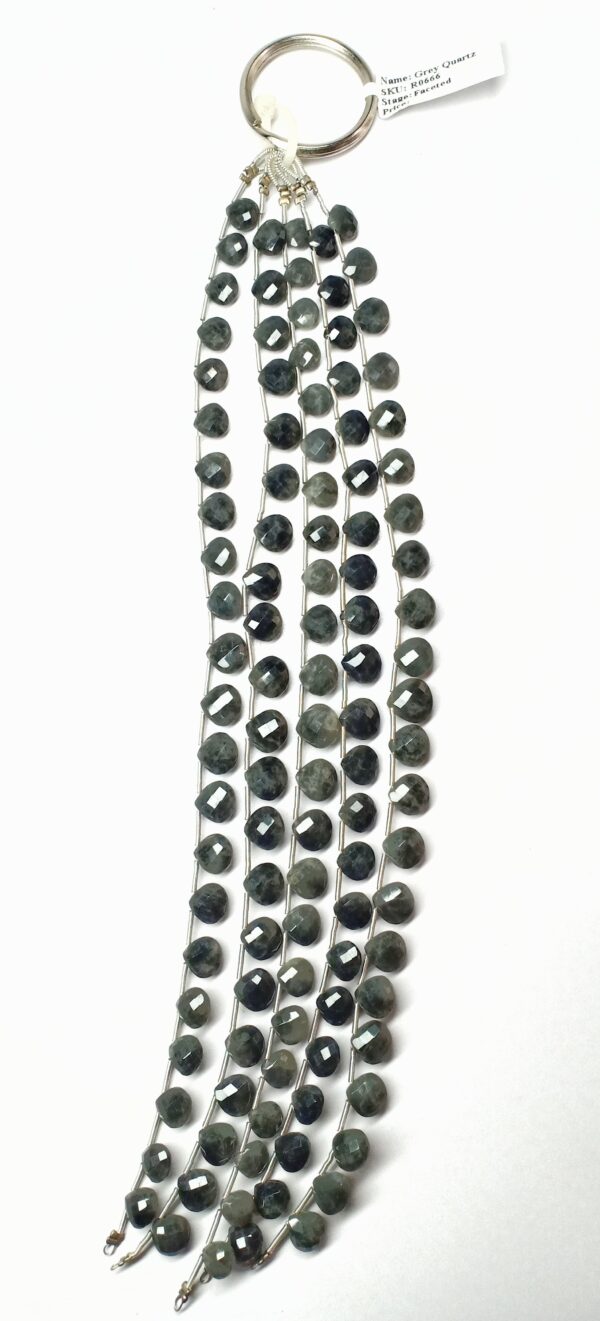 Grey Quartz Heart Shape Faceted (6.5-9mm) - Ravi Ratnesh