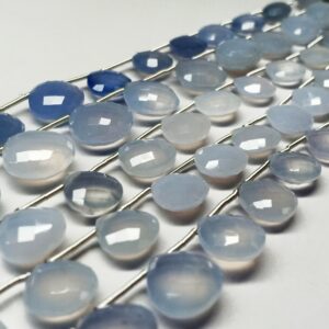 Blue Chalcedony Heart Shape Faceted (9-13mm) - Ravi Ratnesh