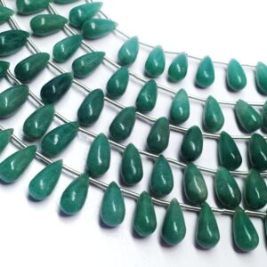 Green Chalcedony Drops Smooth (5x10-5x11.5mm) - Ravi Ratnesh