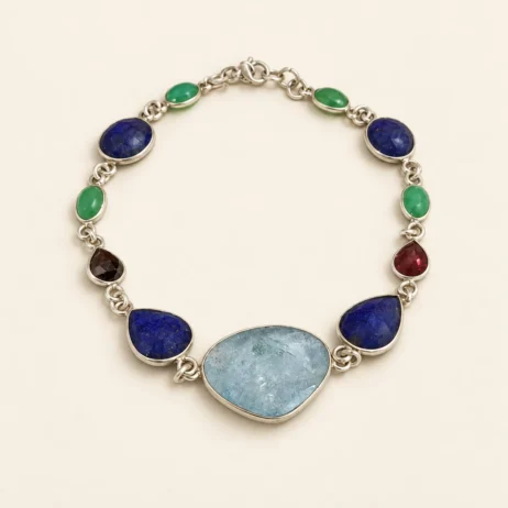 Mixed Stone Pale Blue Centre Bracelet