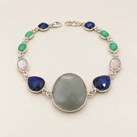 Mixed Stone Grey Oval Centre Bracelet