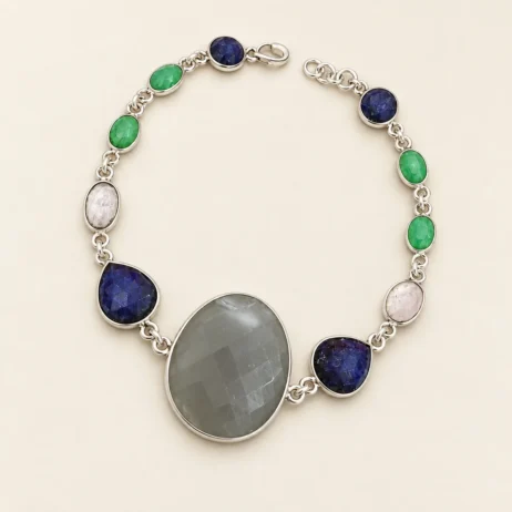 Mixed Stone Grey Oval Centre Bracelet