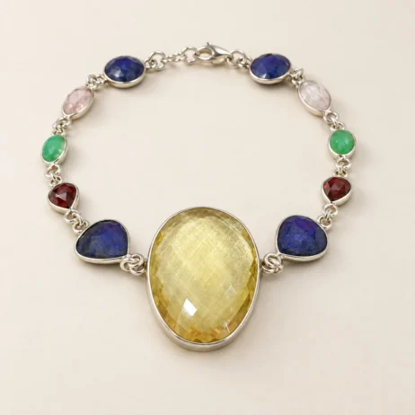 Mixed Stone Yellow Oval Centre Bracelet