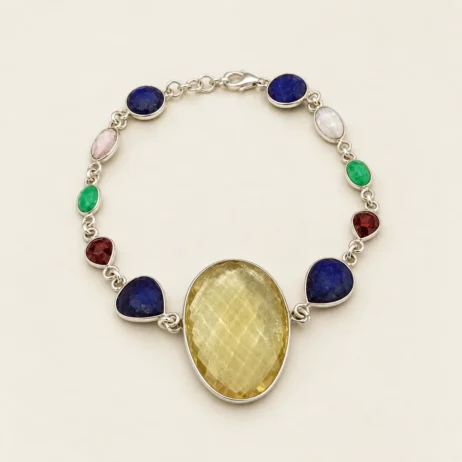 Mixed Stone Yellow Oval Centre Bracelet