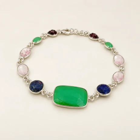 Mixed Stone Green Rectangle Centre Bracelet