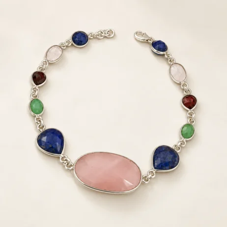 Mixed Stone Pink Oval Centre Bracelet