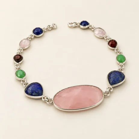 Mixed Stone Pink Oval Centre Bracelet