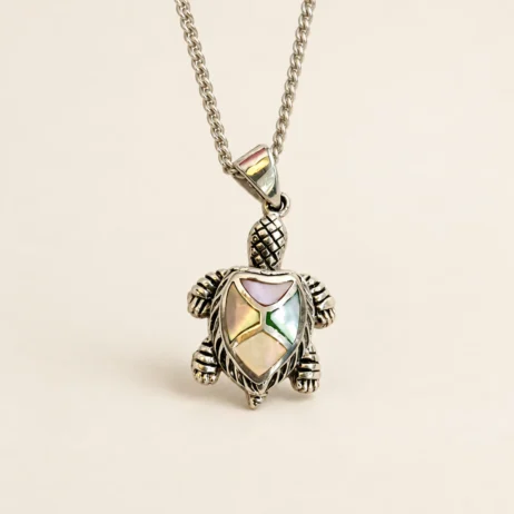 Turtle Pendant - Iridescent Inlay