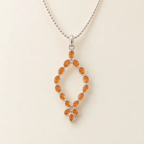 Orange Ornate Pear Pendant