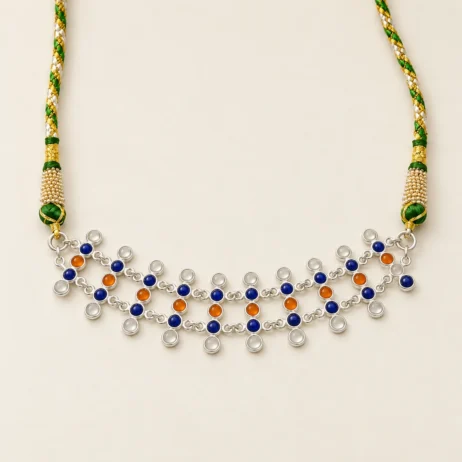 Mixed Three Row Green Cord Choker