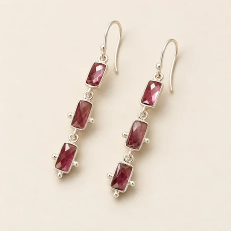 Purple Rectangle Drop Earrings