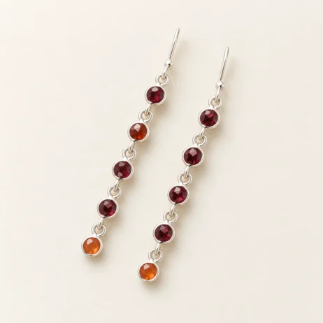 Dark Round Orange Tip Earrings