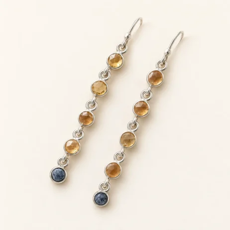 Pale Round Blue Tip Earrings