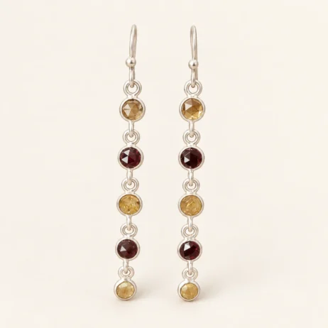 Yellow Dark Alternating Drop Earrings