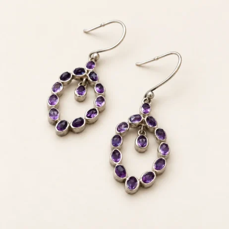 Purple Open Teardrop Earrings