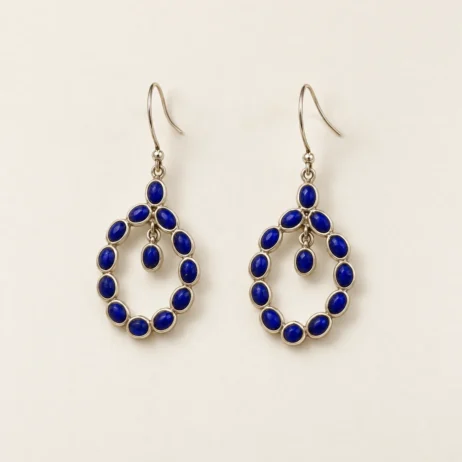 Blue Open Teardrop Earrings
