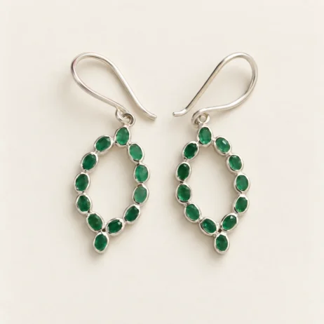 Green Open Pear Earrings