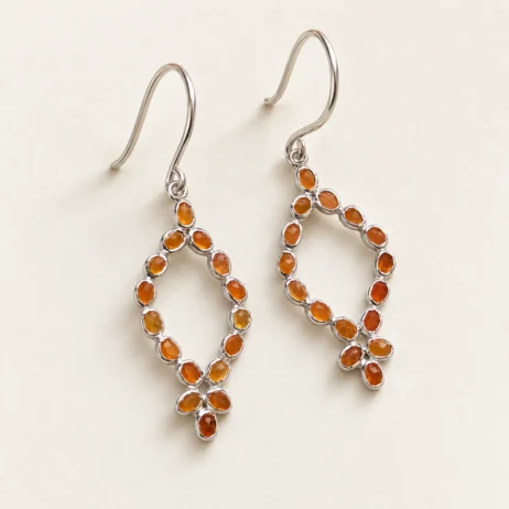 Orange Ornate Open Pear Earrings
