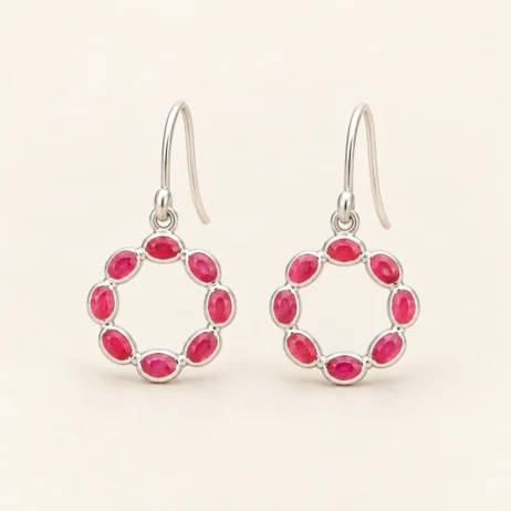 Pink Open Round Earrings