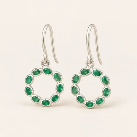 Deep Green Circle Earrings
