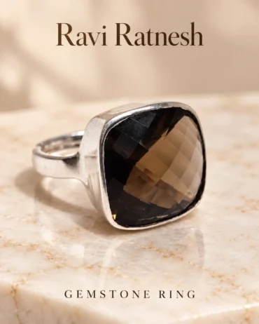 Smoky Brown Cushion Ring RR-RING-SMOKY-BROWN-CUSHION — studio product photograph