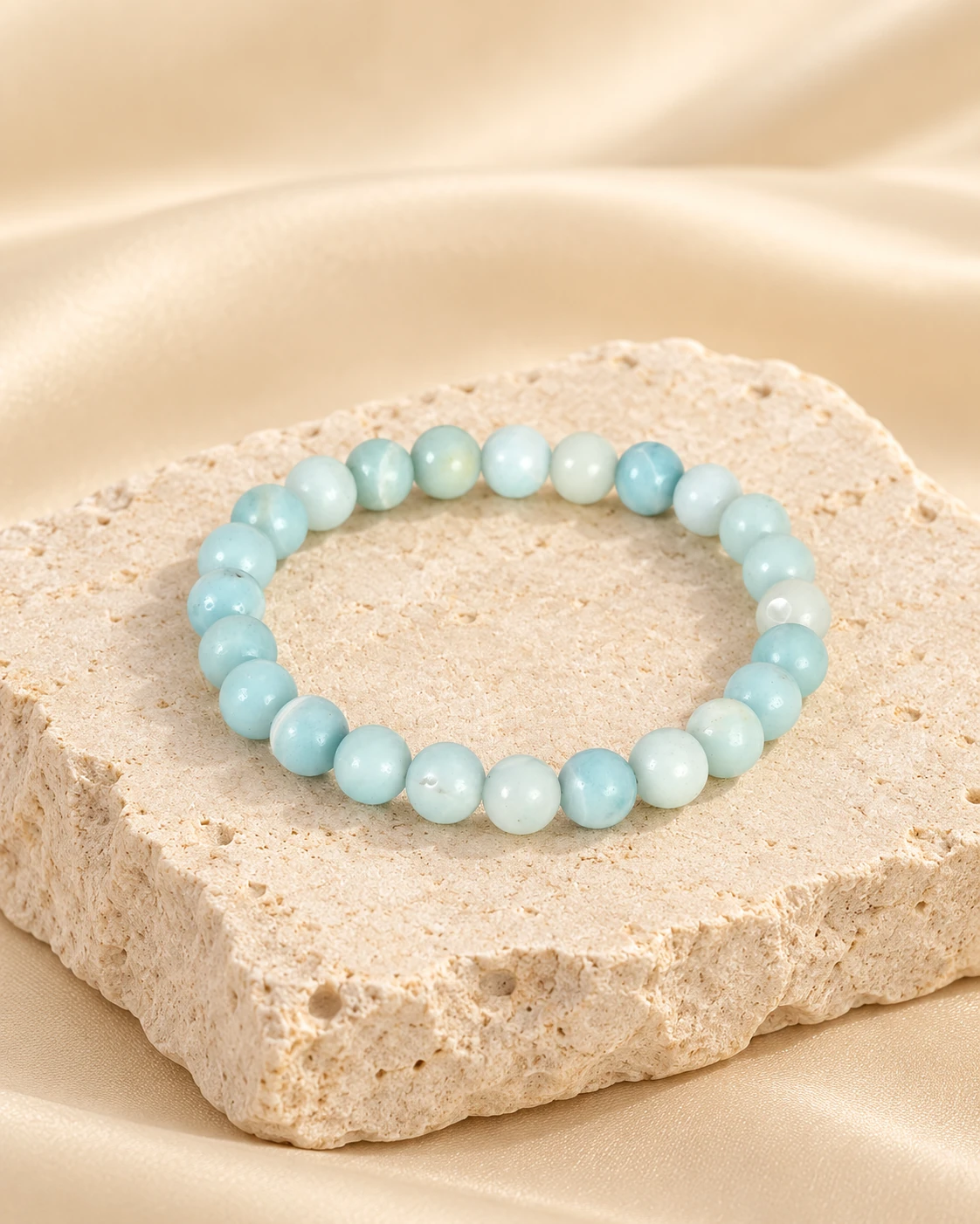 Amazonite Bead Bracelet — Luxury studio display