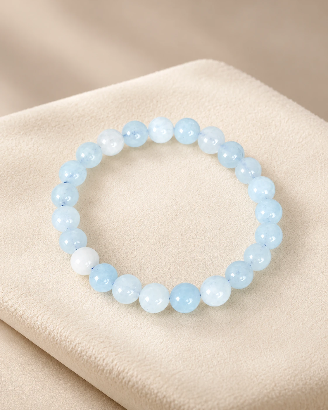 Aquamarine Bead Bracelet — Luxury studio display