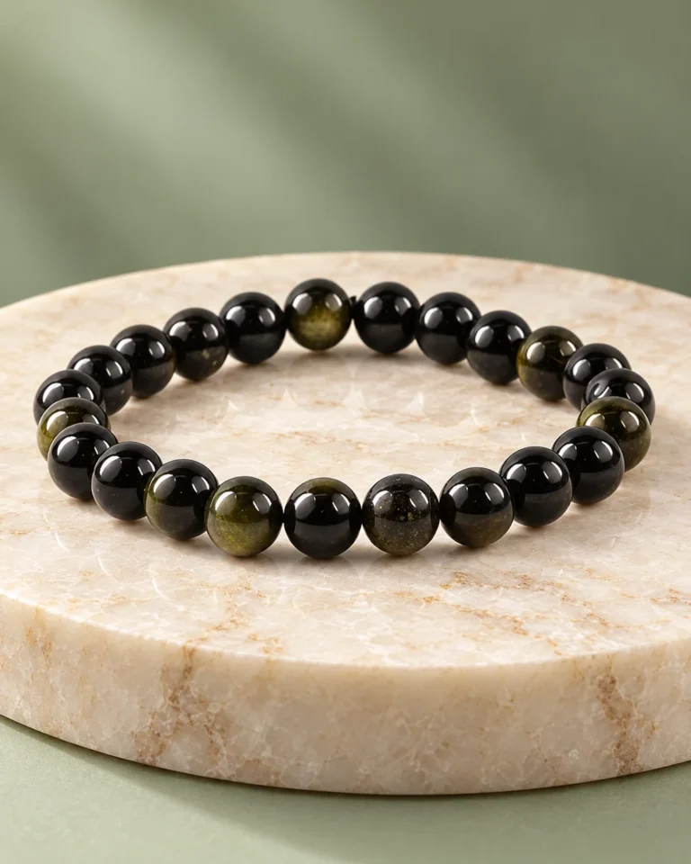 Black Obsidian Bead Bracelet