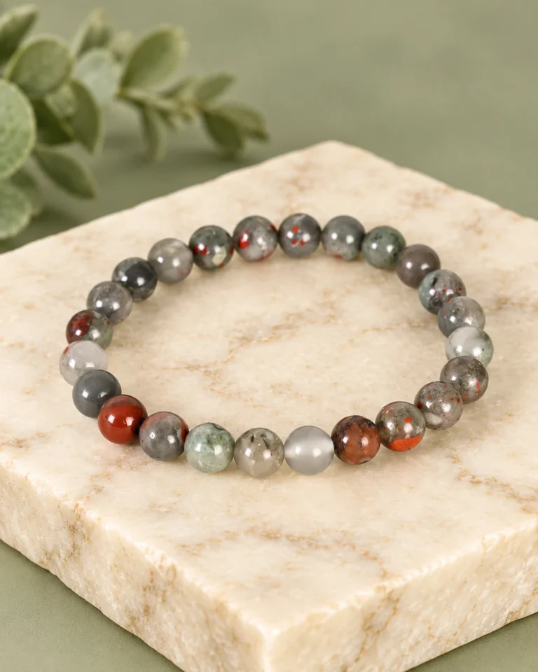 Blood Stone Bead Bracelet