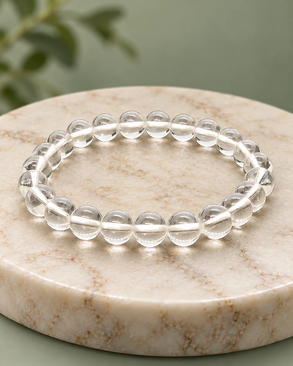 Clear Quartz Bead Bracelet — Luxury studio display