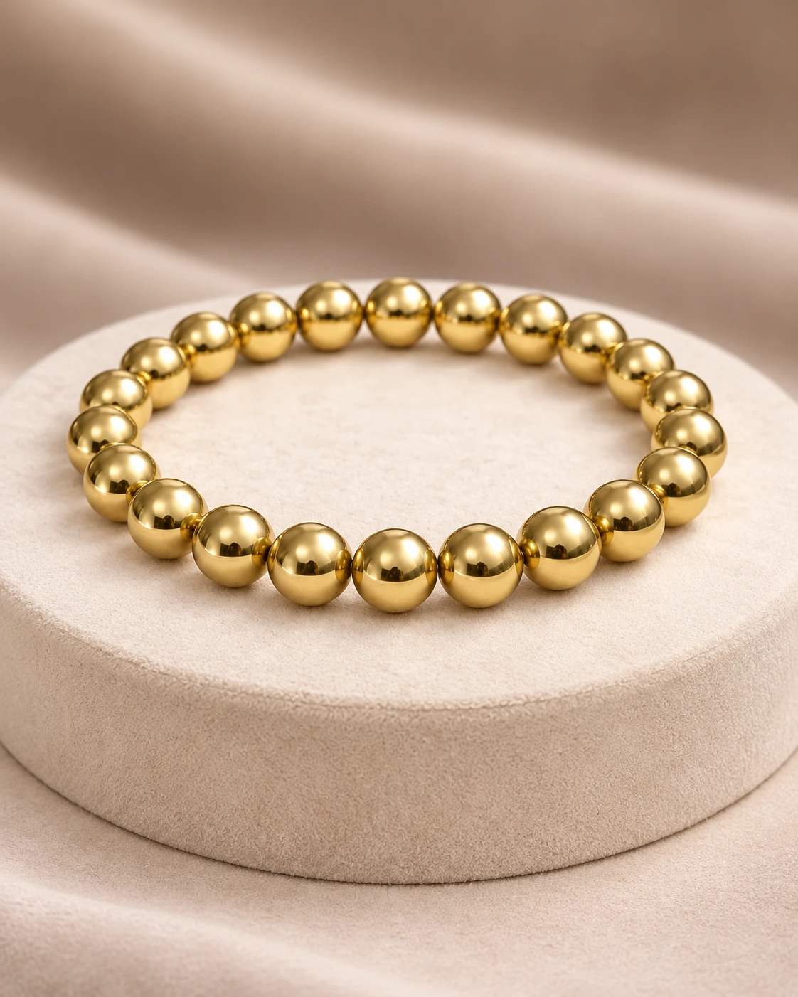 Golden Hematite Bead Bracelet — Luxury studio display