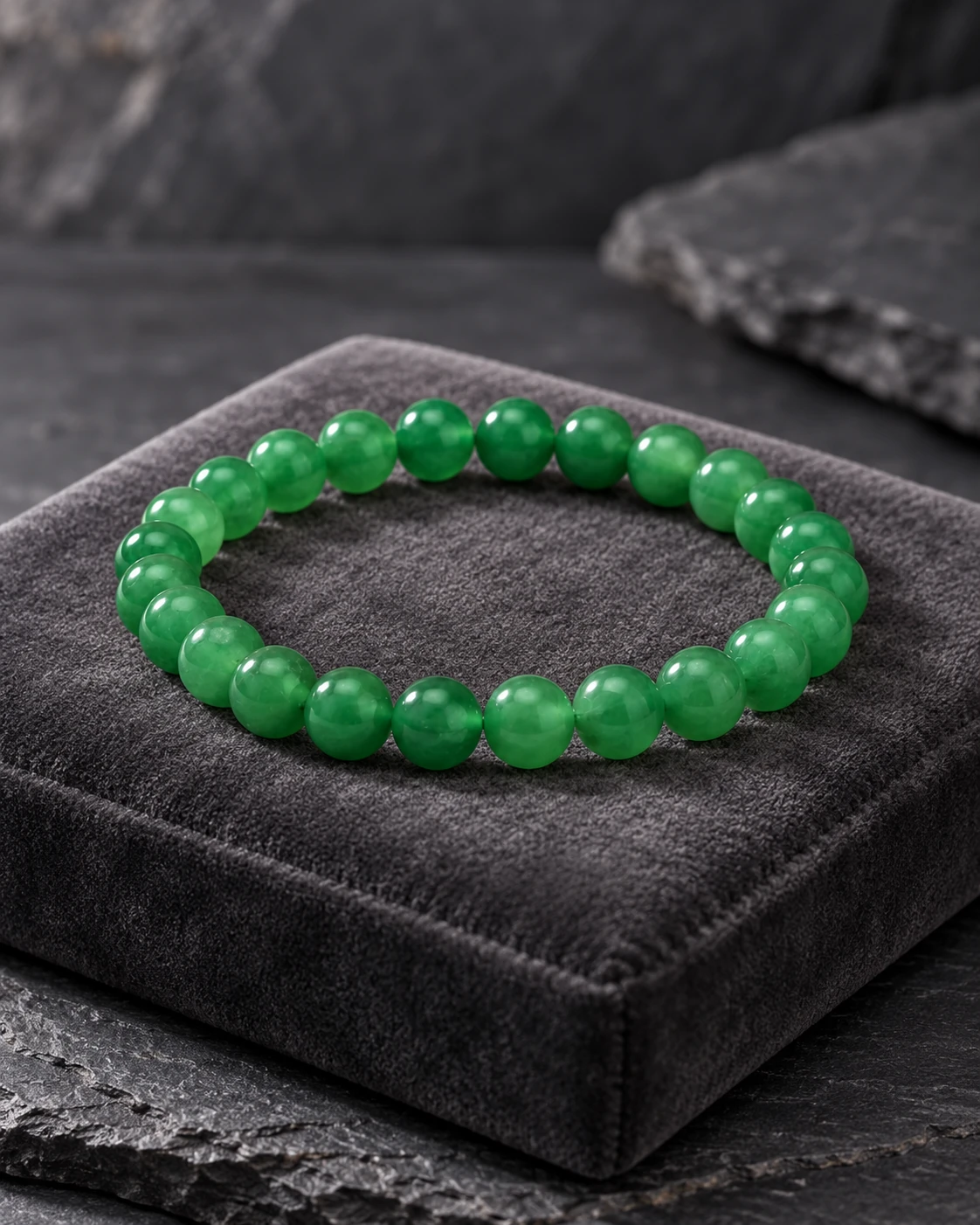 Green Aventurine Bead Bracelet — Luxury studio display