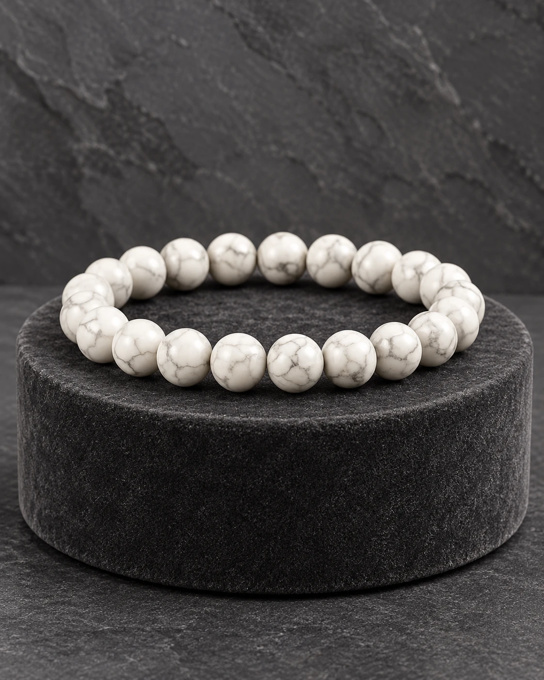 Howlite Bead Bracelet — Luxury studio display
